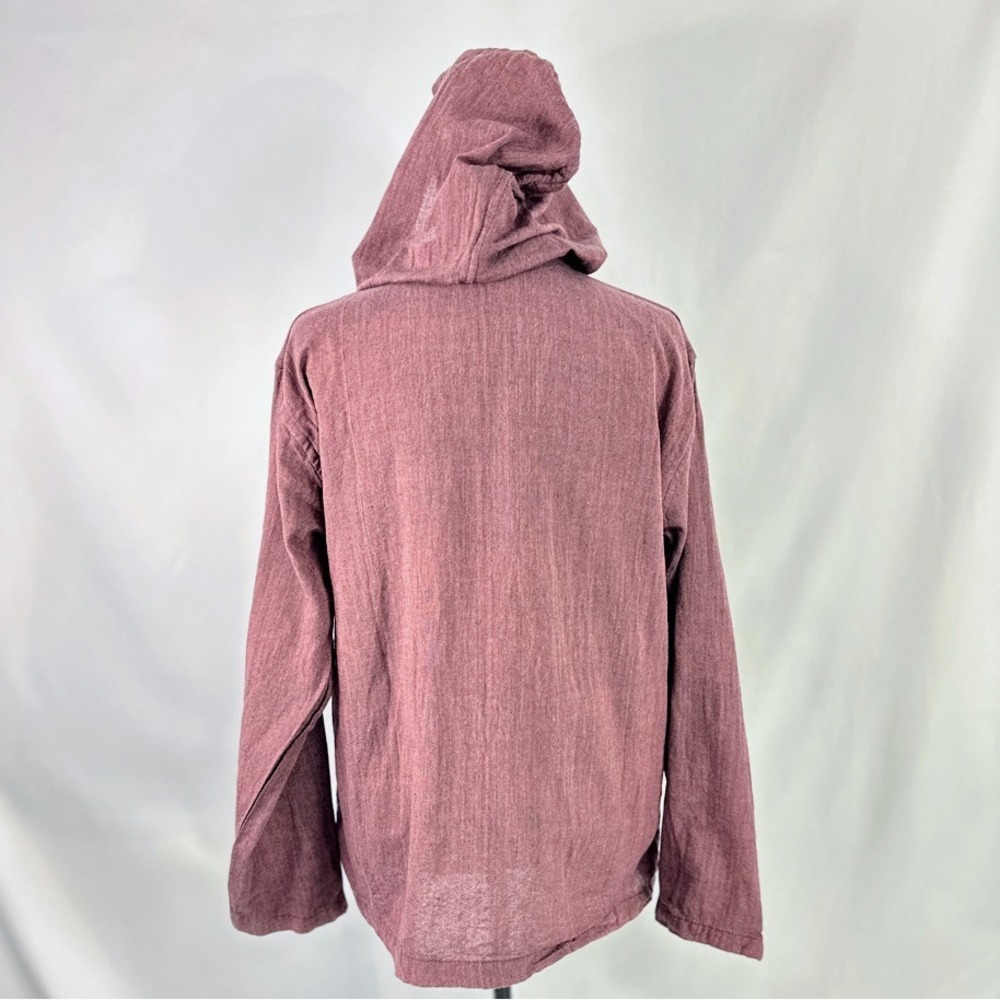 Unbranded Woven Cotton Hoodie Women Medium Plum Good Boho Toggle Nepal Anorak - Picture 2 of 6